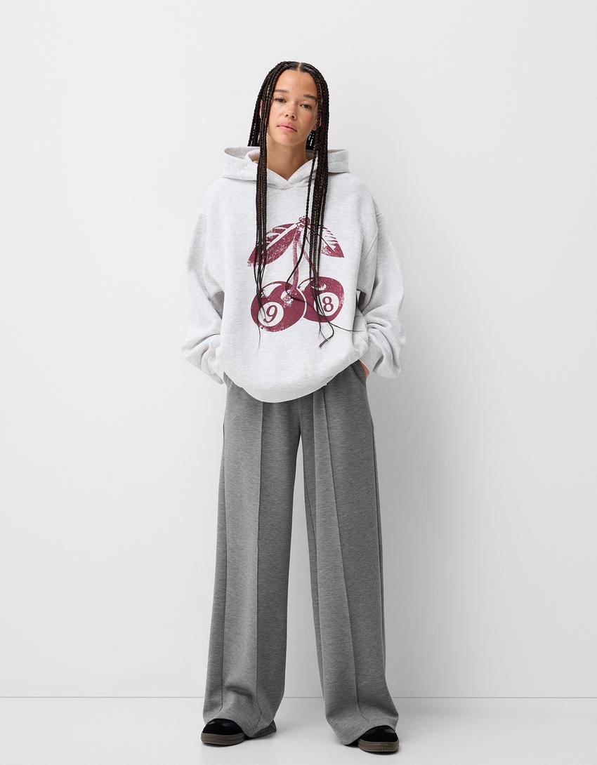 Pantalon wide leg soft-Gris foncé-0