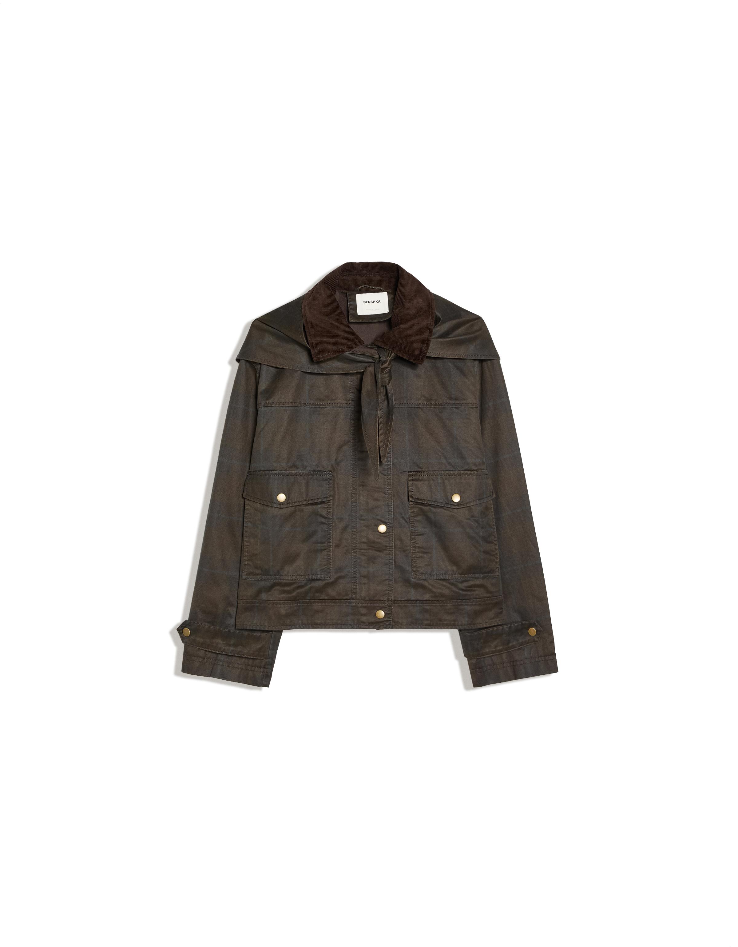 Waxed corduroy jacket with scarf — Green