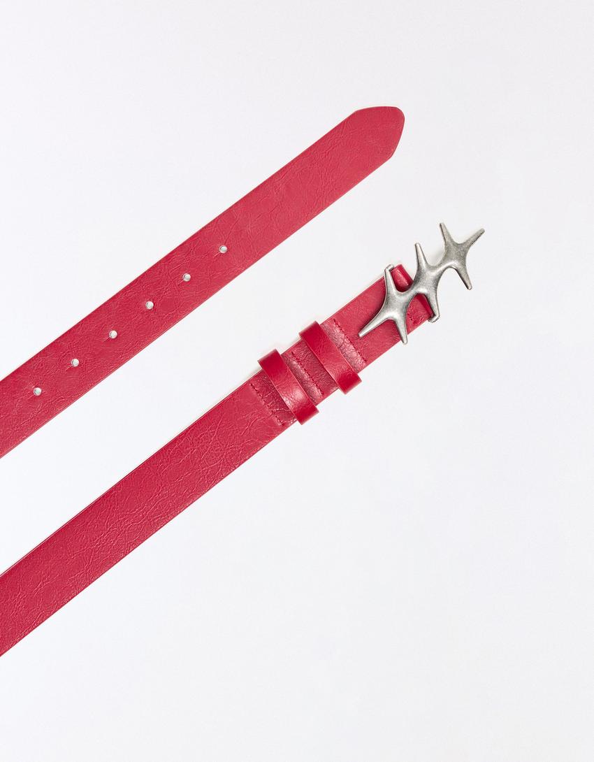 Cintura con fibbia a stelle-Rosso