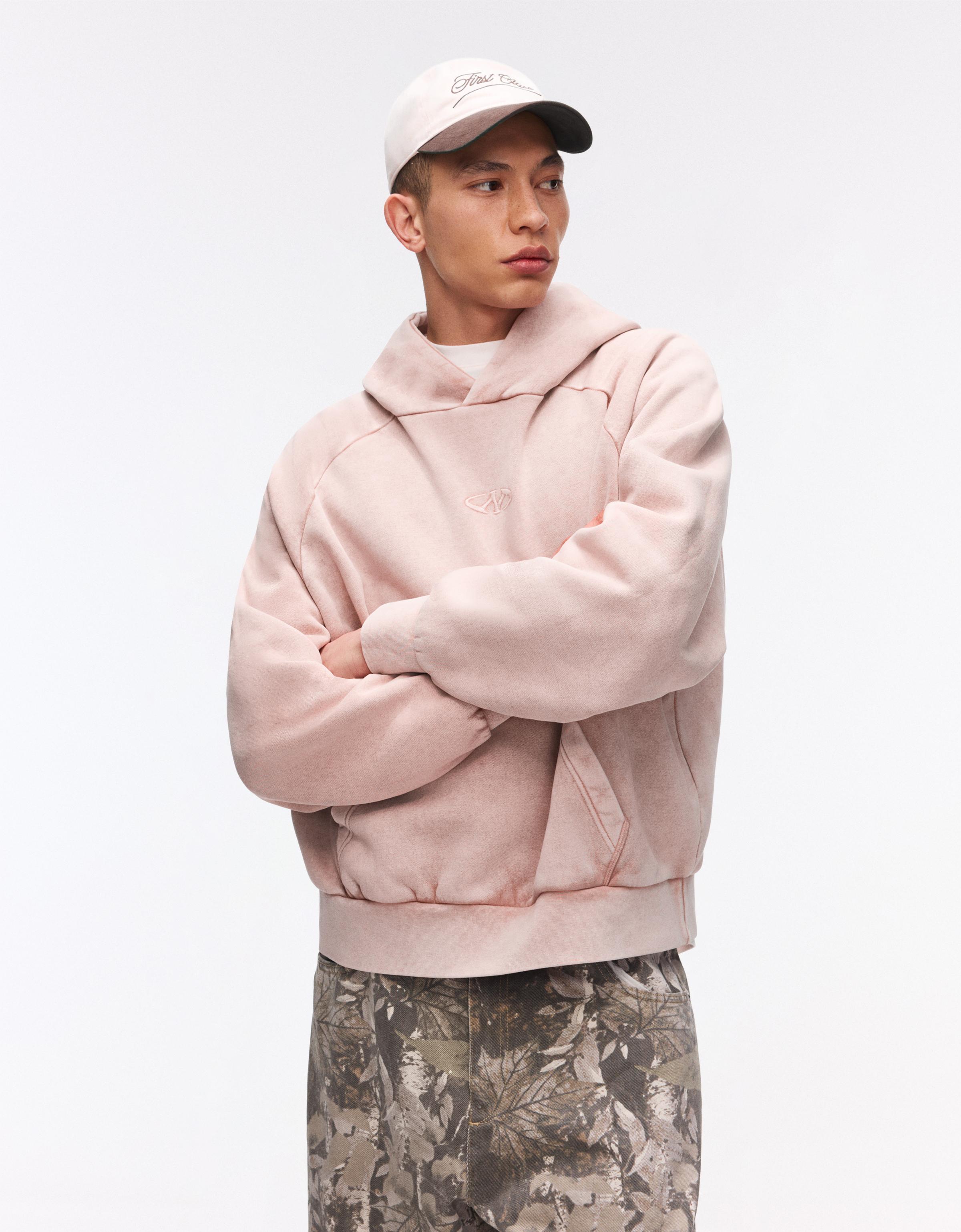 Bershka Boxy-Hoodie Herren L Rosa