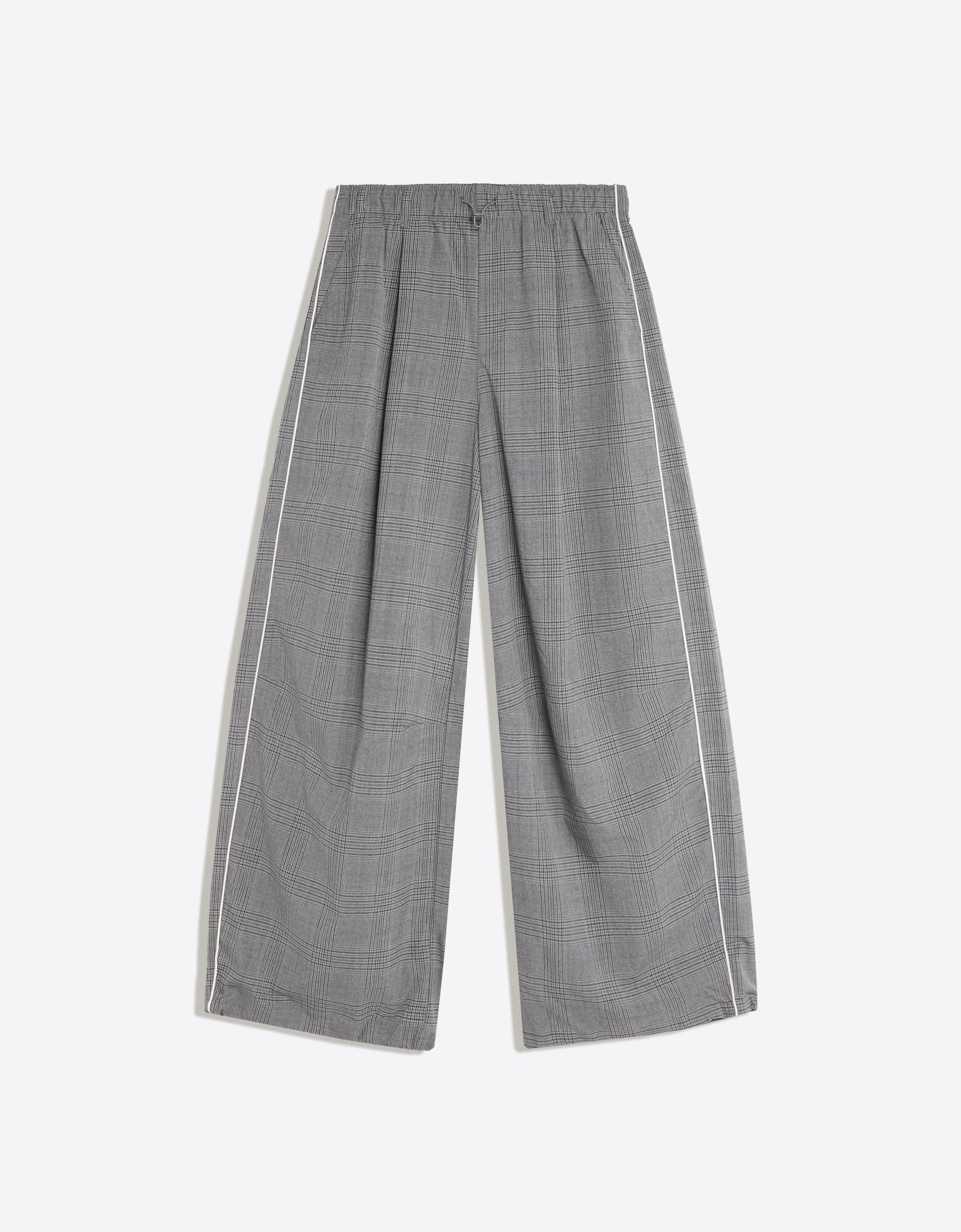 Checked pleat trousers — Grey