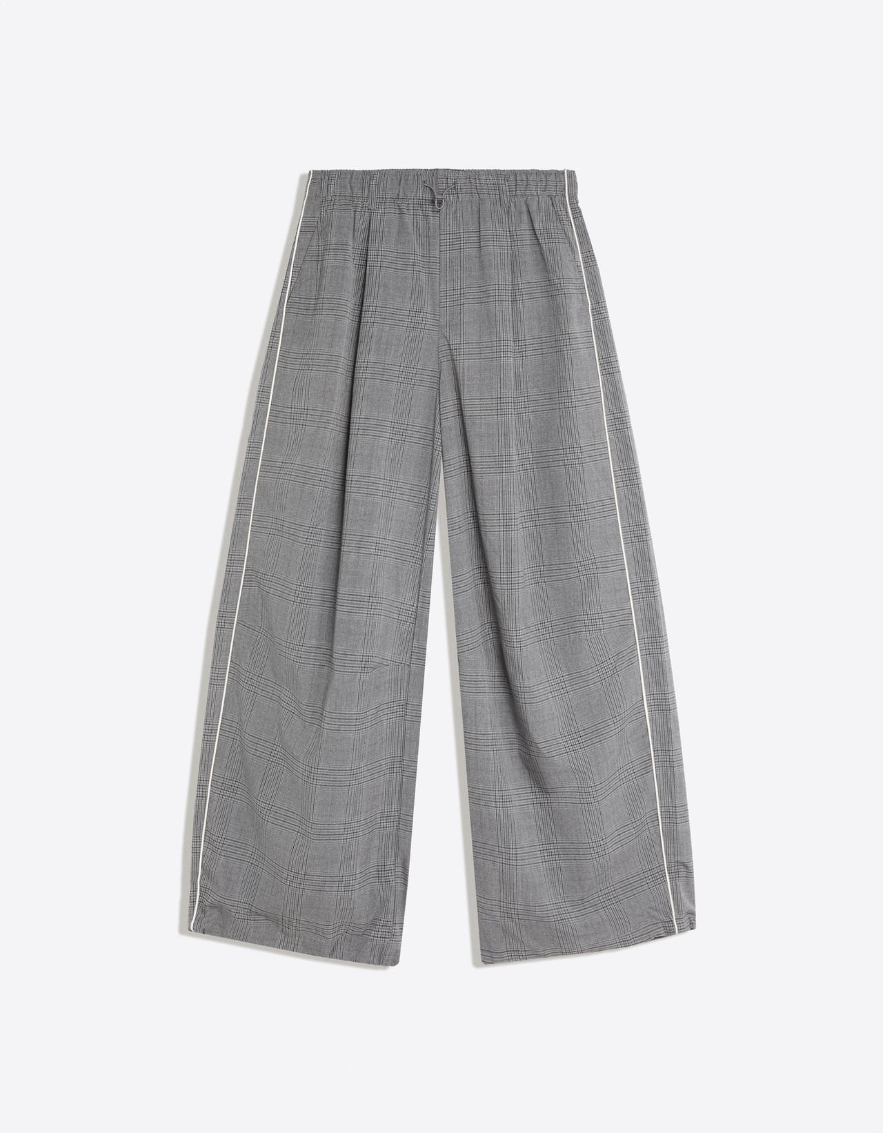 Checked pleat trousers — Grey