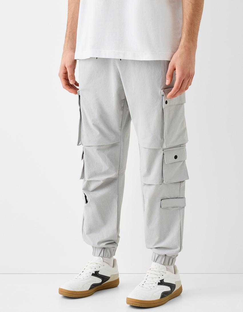 Calças multicargo técnicas-Cinza-1