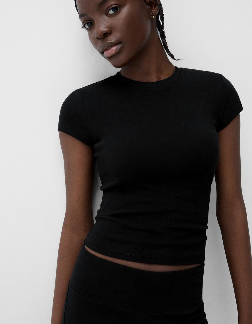 Short sleeve crew neck T-shirt-Black