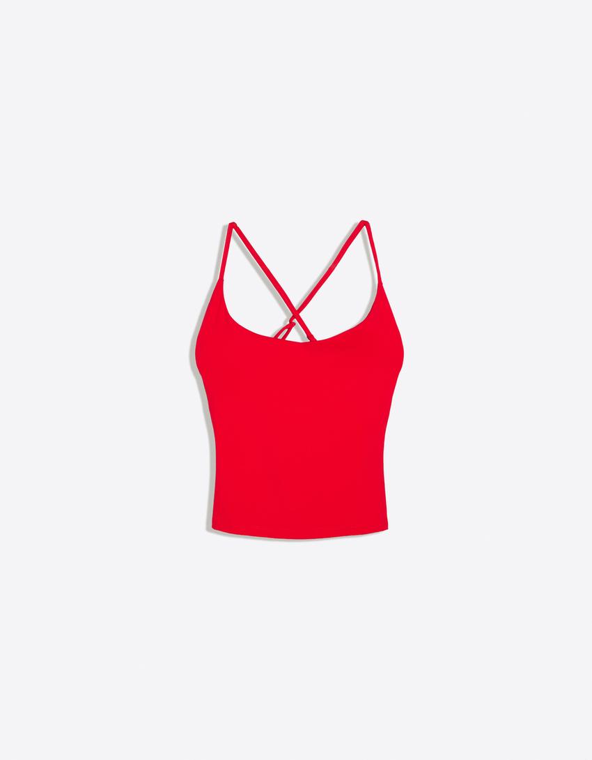 Breathable & Quick-Dry technical fabric strappy T-shirt-Red