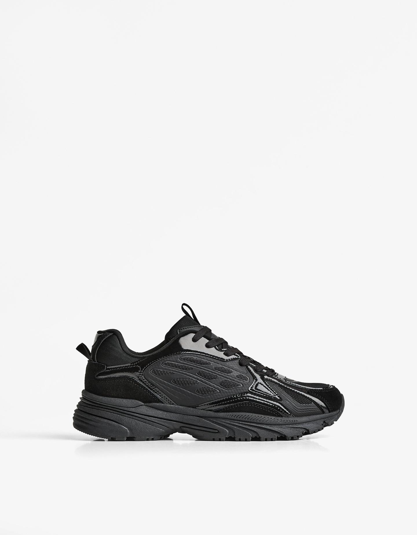 Bershka buty sportowe z łączonych materiałów czarny