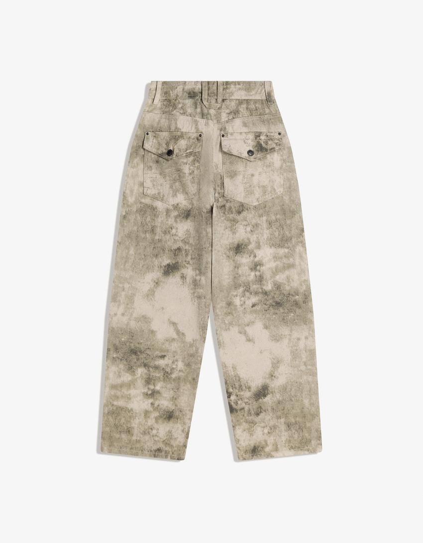 Pantalón super baggy print-Verde