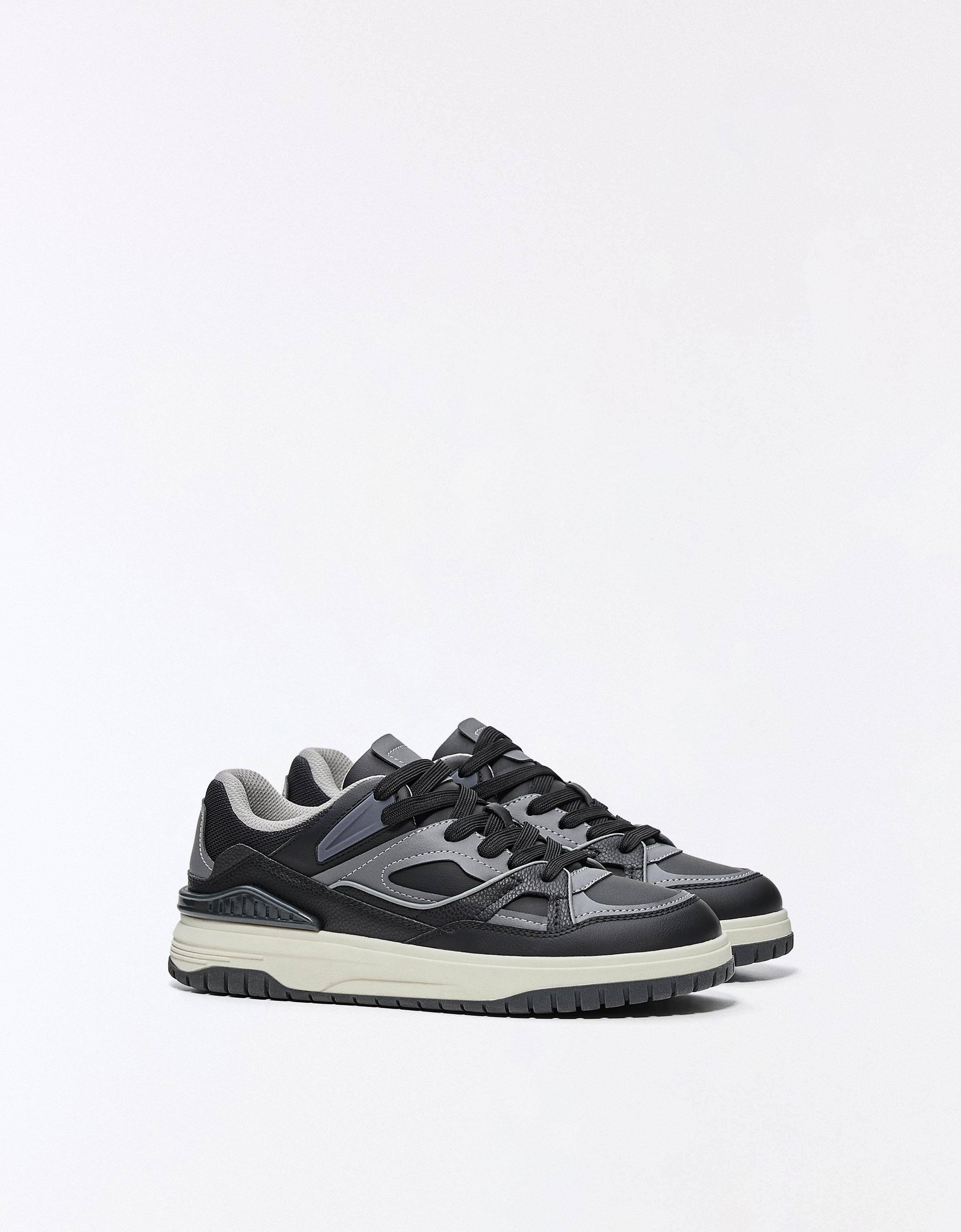 Chunky panelled trainers — BLACK