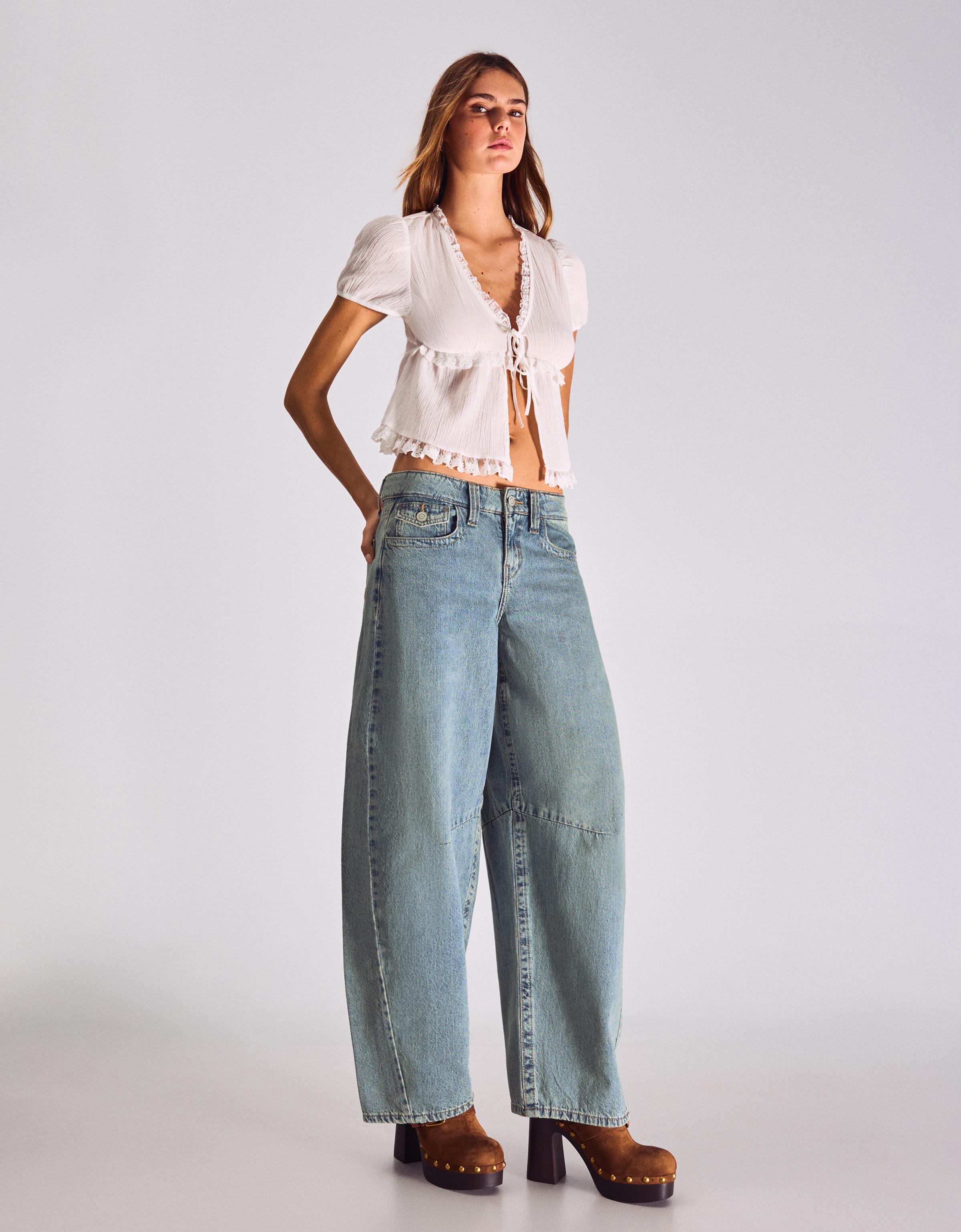 Slouchy düşük bel jean