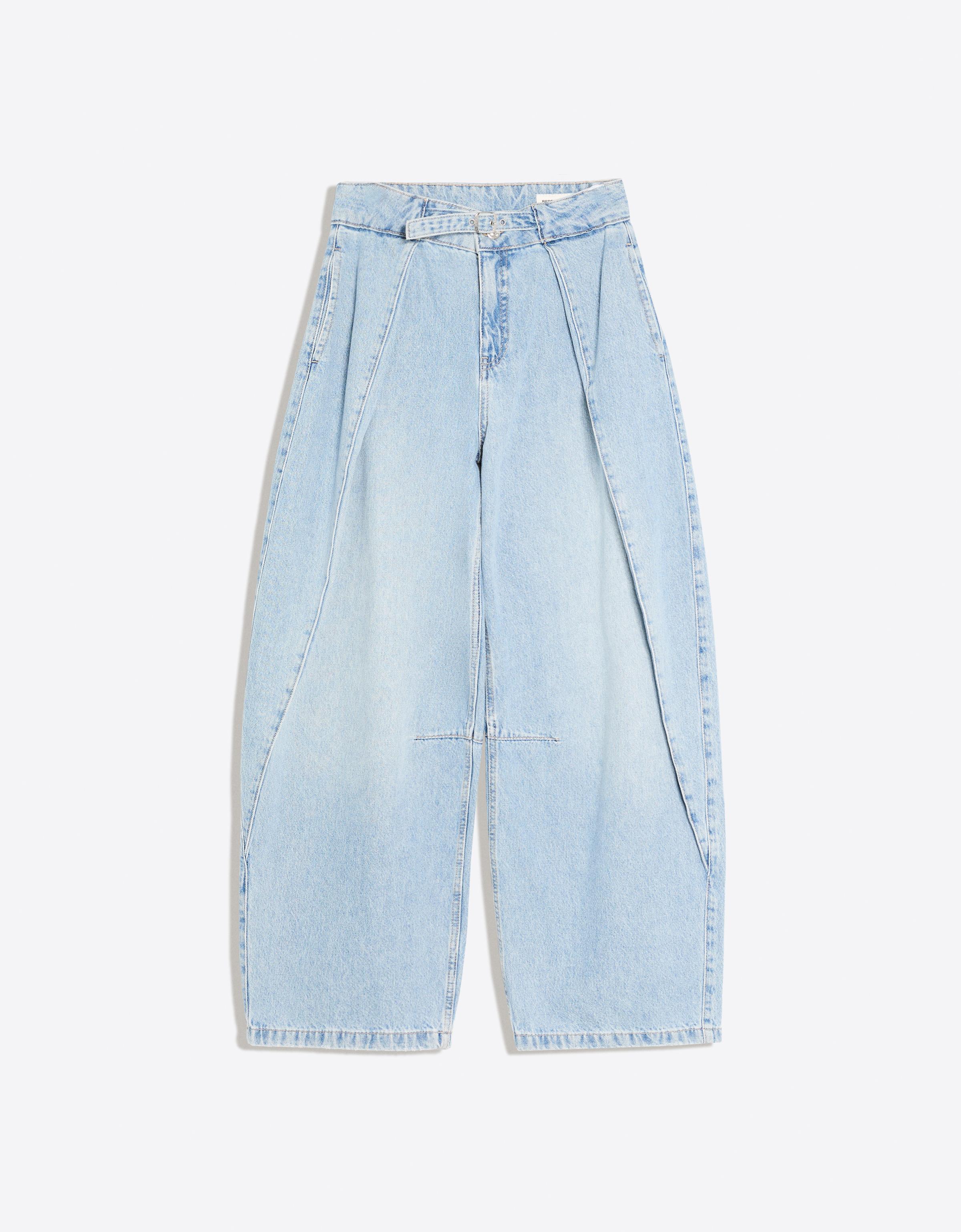 Twisted pleat jeans — Light blue