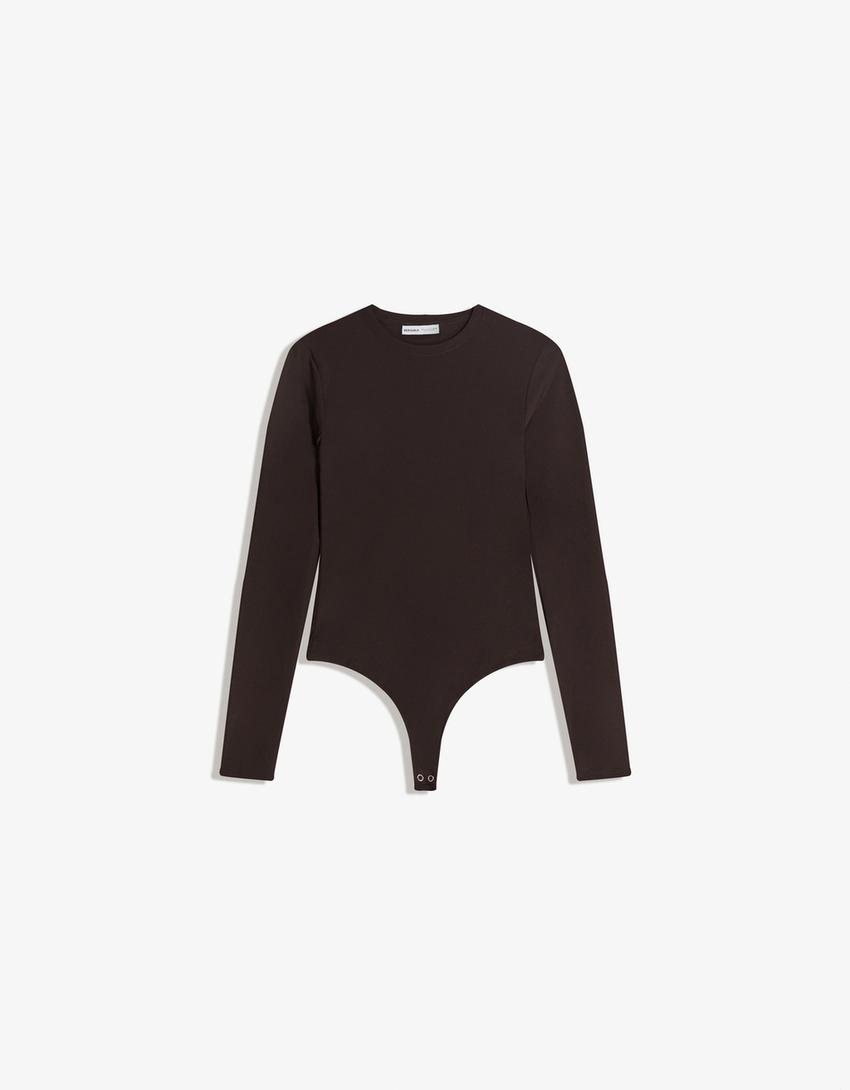 Long sleeve bodysuit-Brown