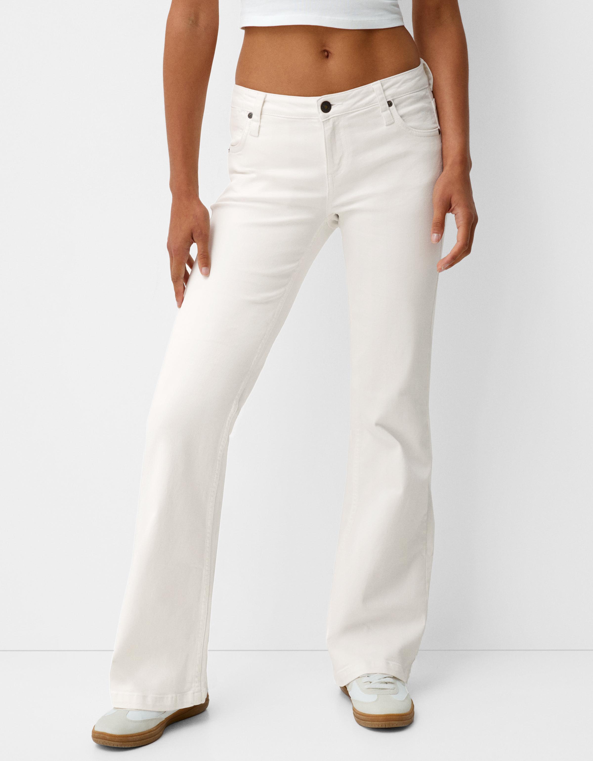 Bershka Schlaghose Aus Twill Damen 36 Weiss