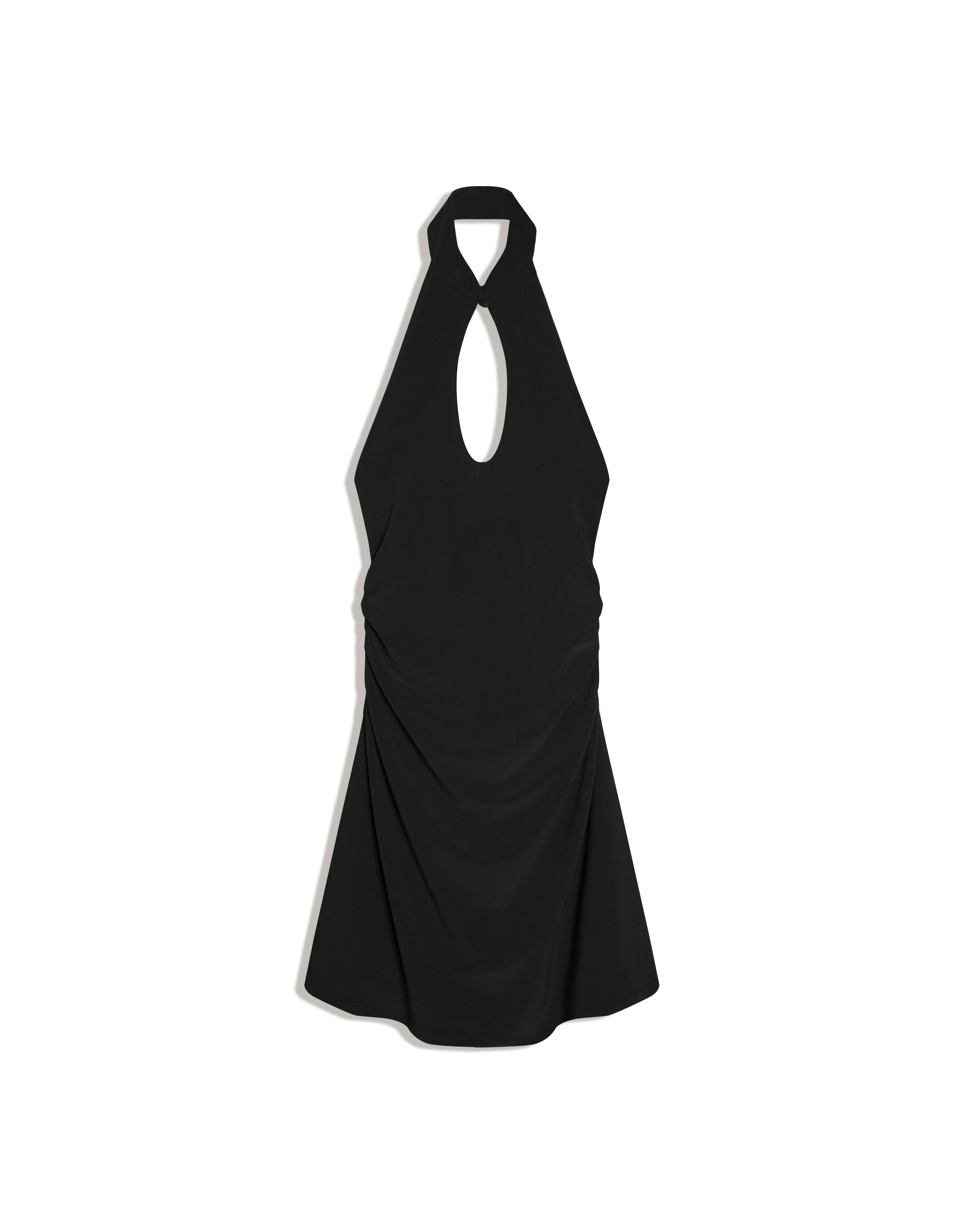 Mini halter open-neck dress — Black