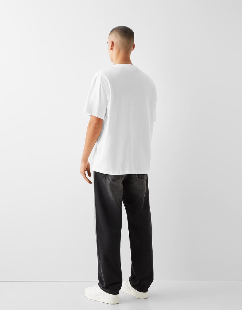 T-shirt da Bershka Wearable Art boxy fit com estampado-Branco-2