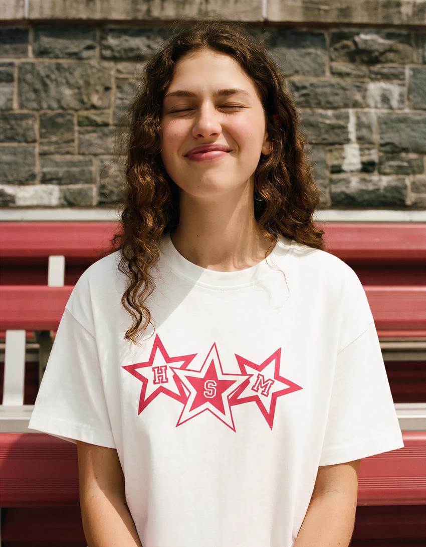 Samarreta boxy estampat High School Musical-Blanc trencat