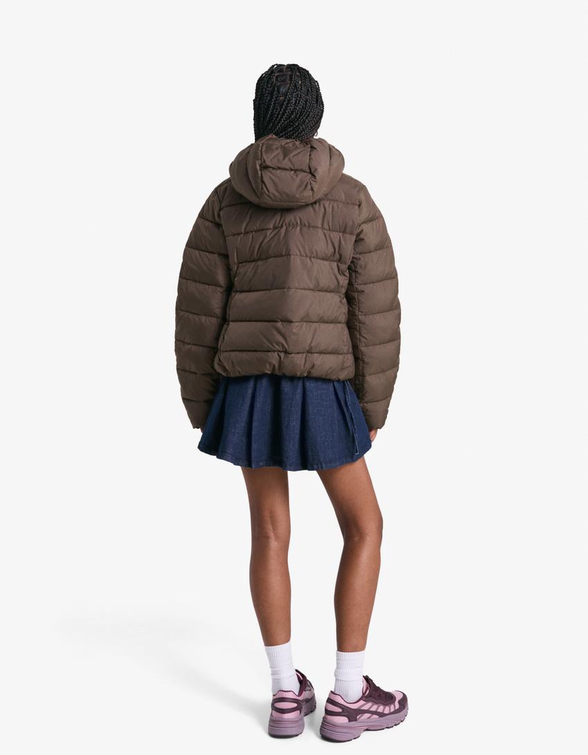 Blouson fin matelassé-Marron