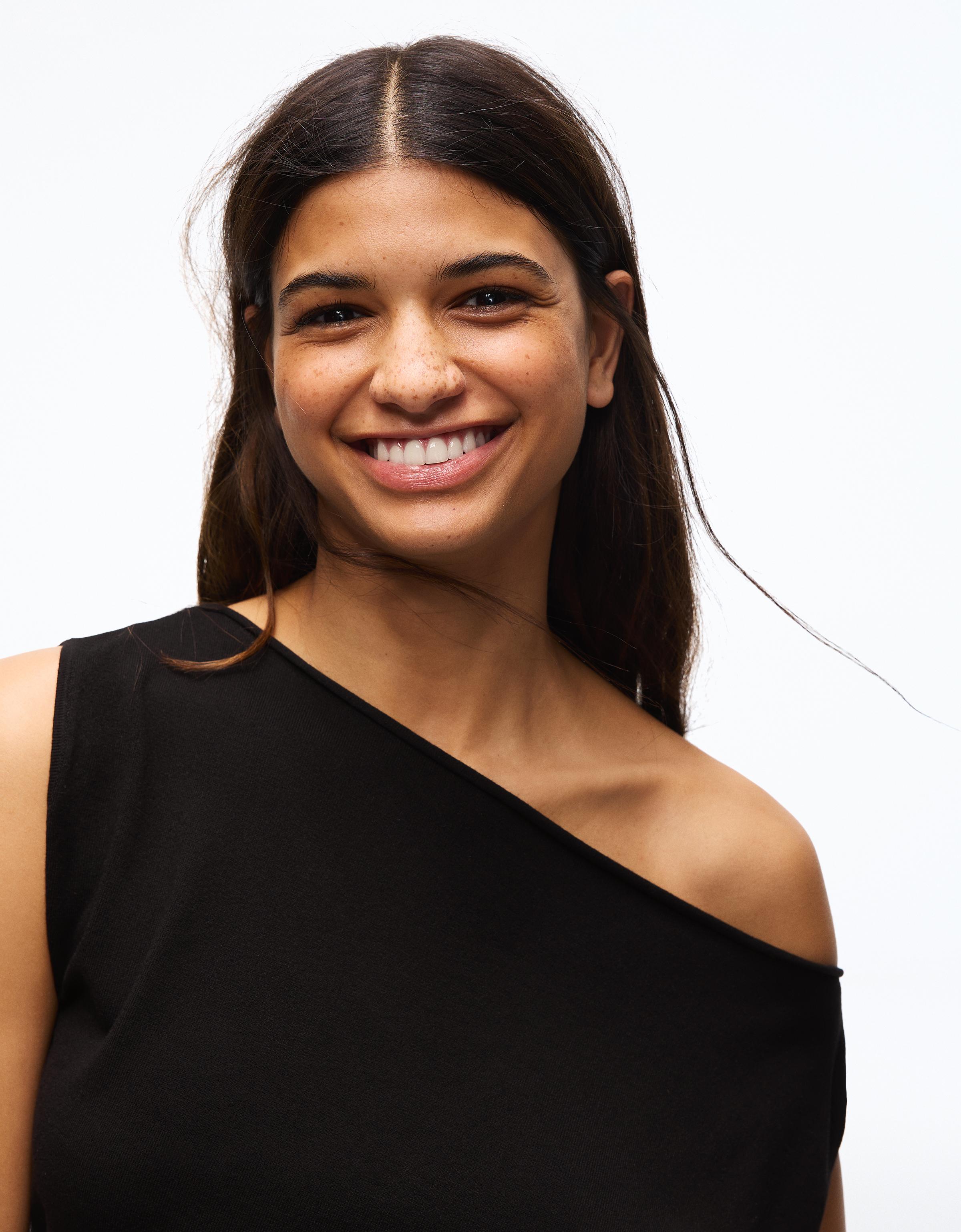 Knit boat neck top — Black
