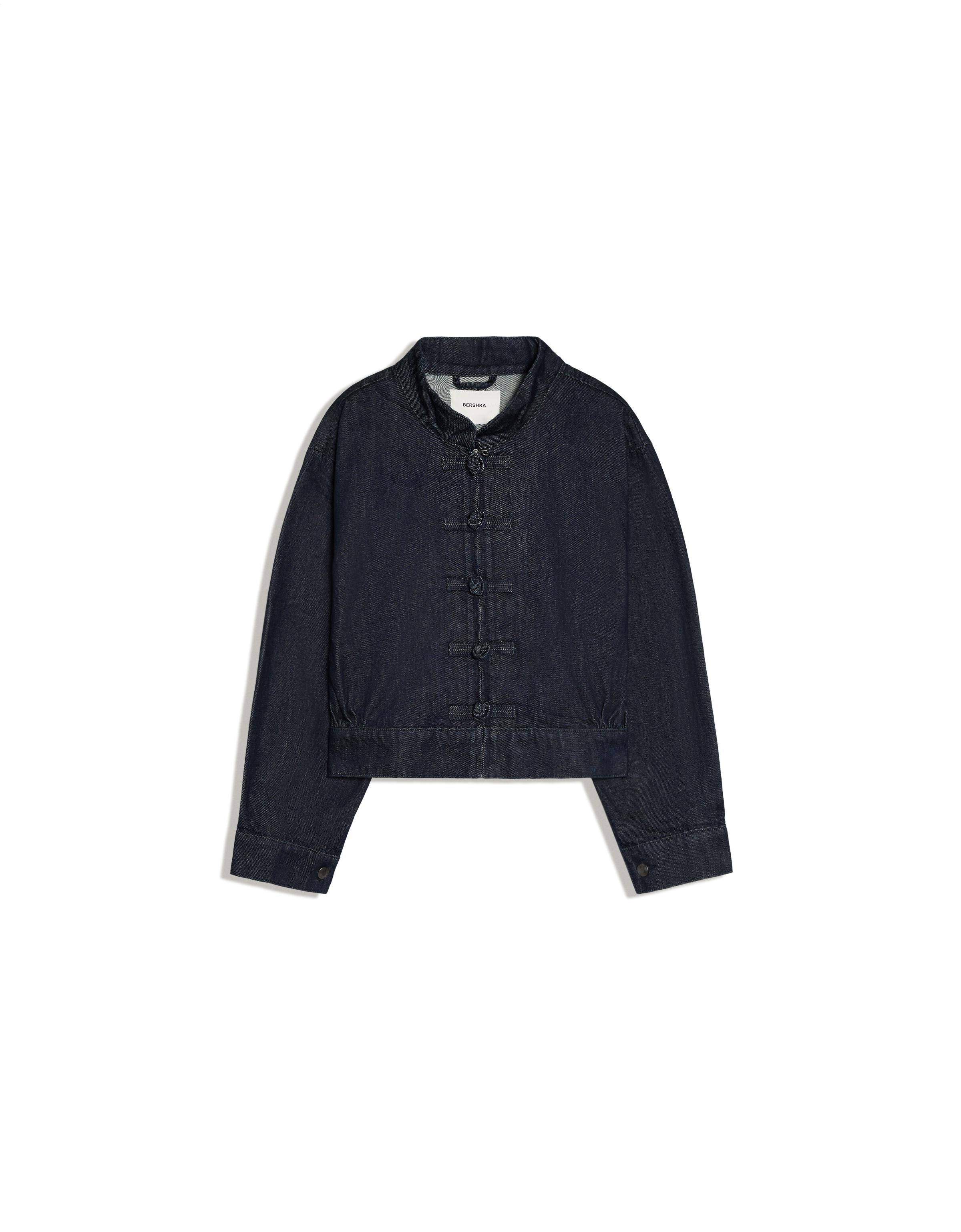 Denim jacket with clasps — Navy