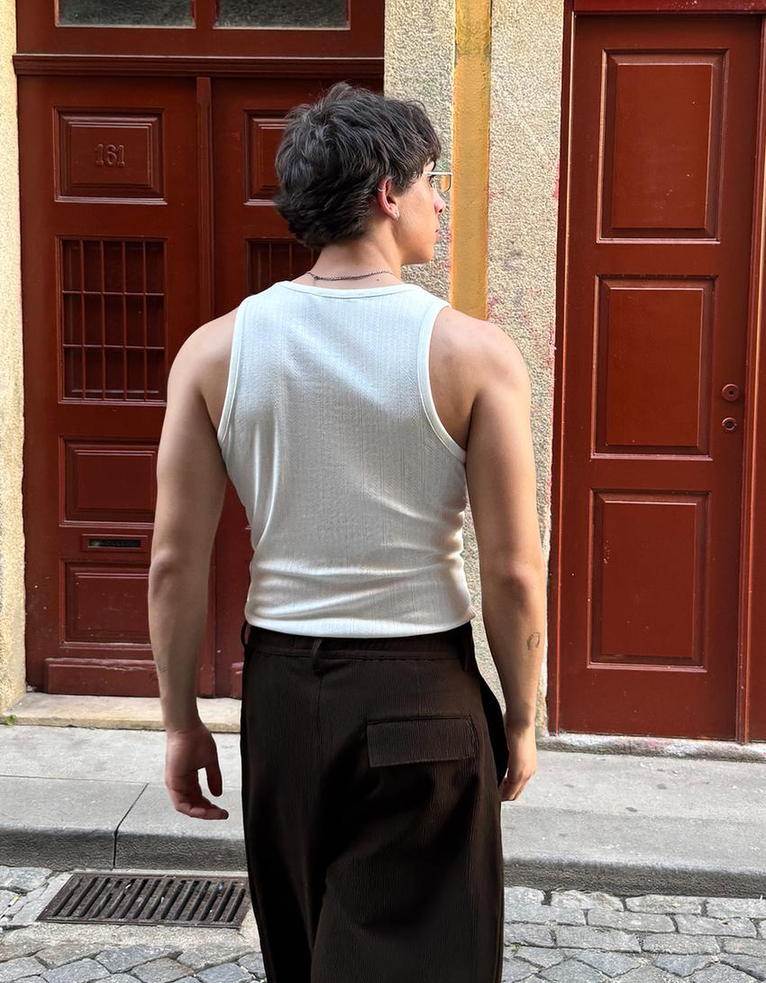 Pleated semi-jogger super baggy trousers-Brown