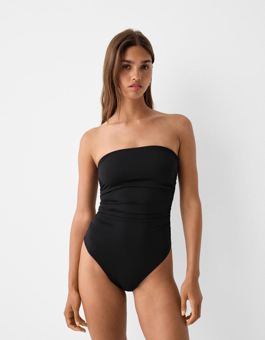 Body bandeau froncé-Noir-4