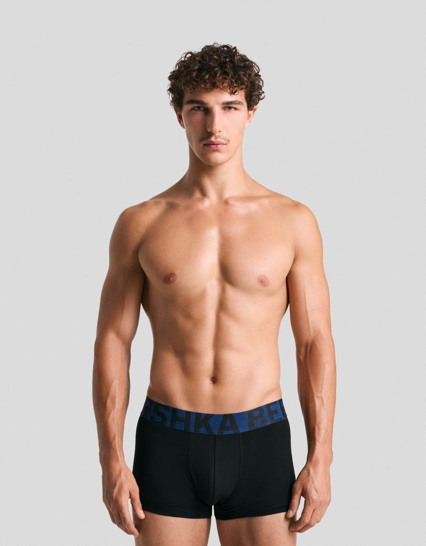 Lot de 3 boxers à large ceinture-Bleu