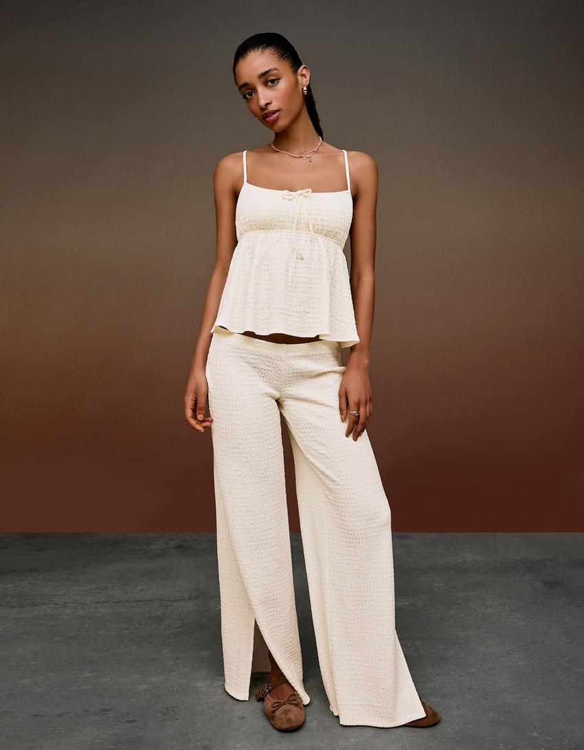 Shimmery rustic top-Cream