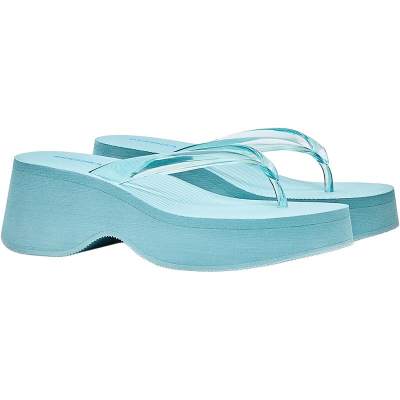 Vinyl thong platform sandals — BLUE