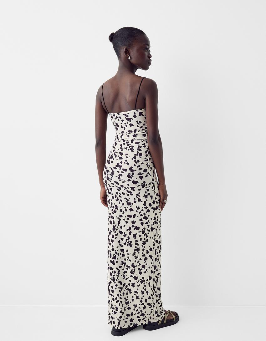 Robe midi imprimé animal-Beige-2