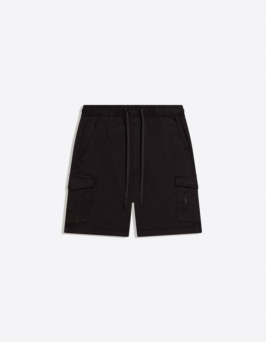 Regular cargo Bermuda shorts-Black