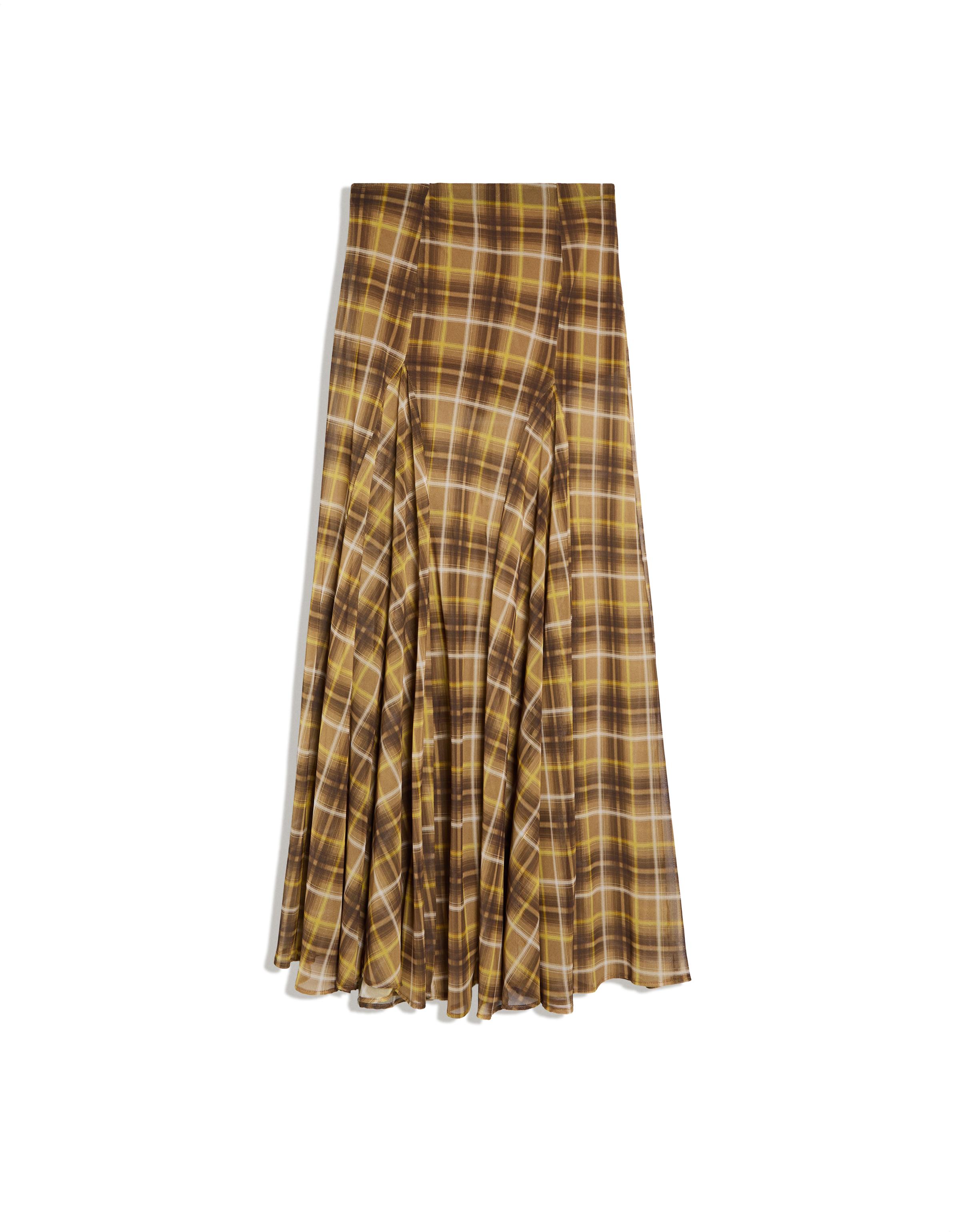 Flowy checked midi skirt — Camel