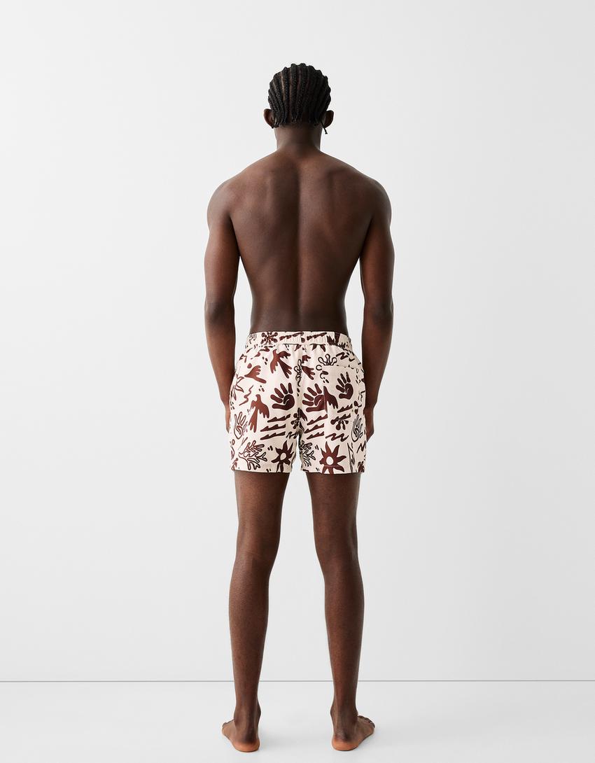 Calções de banho estampados-Cru-2