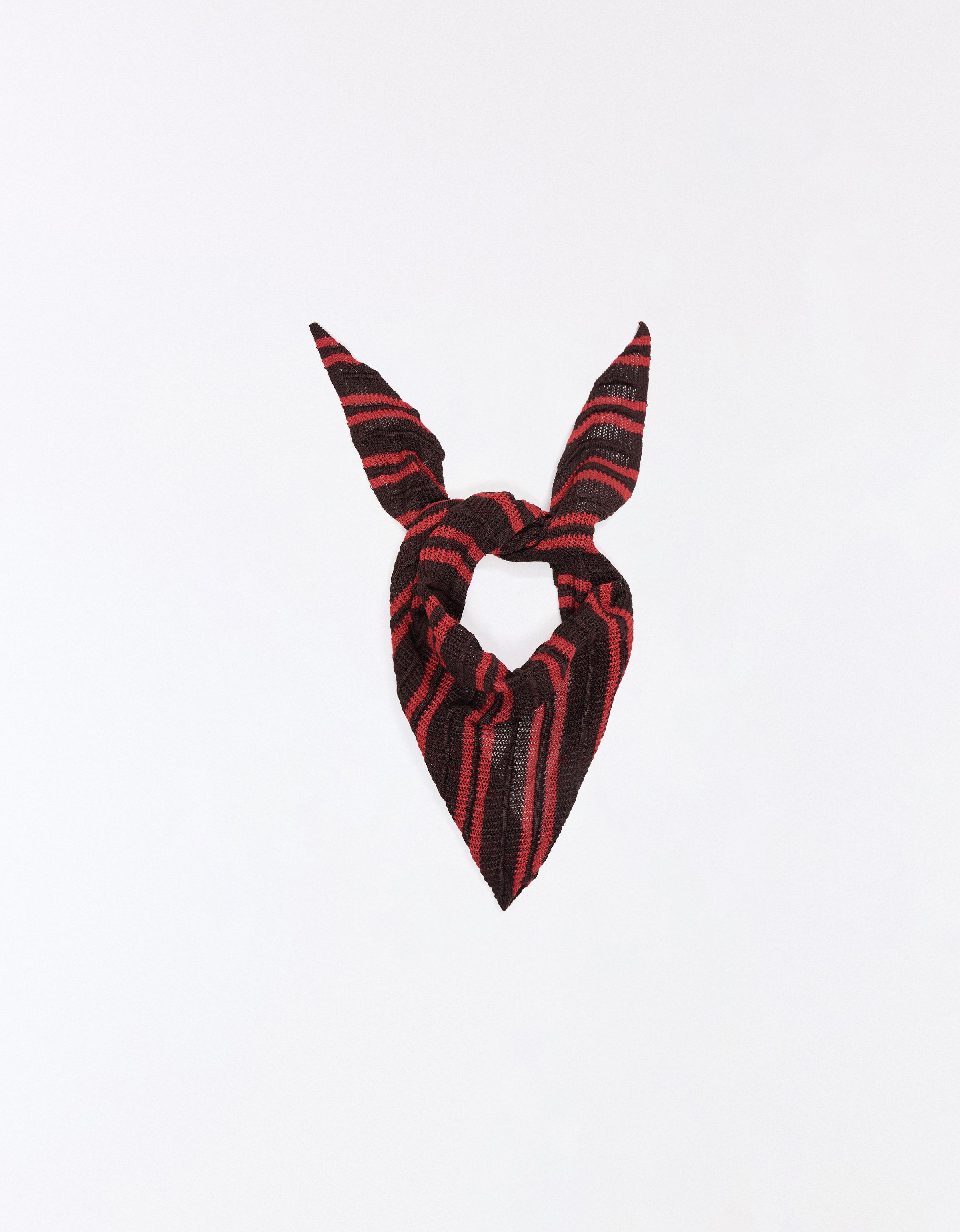 Striped triangular scarf — Brown