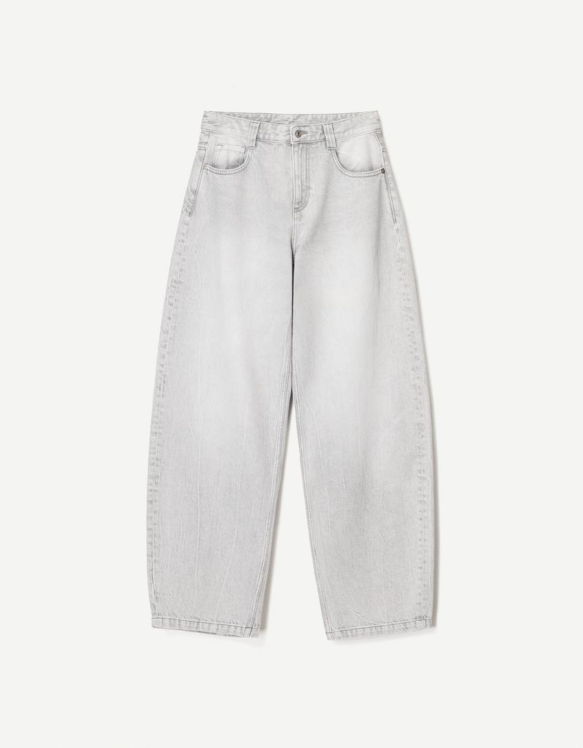 Jeans barrel-Gris