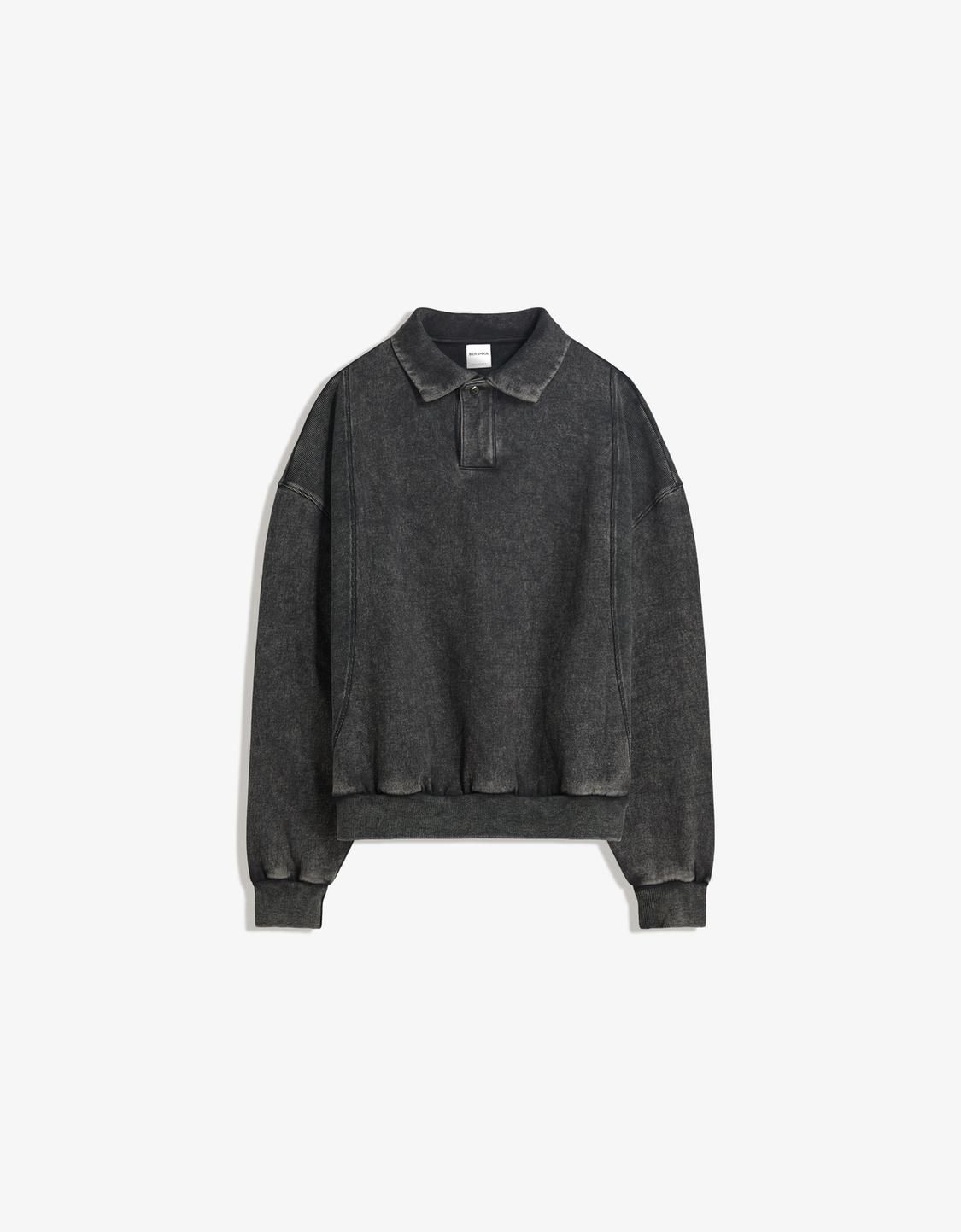 Oversize polo collar sweatshirt