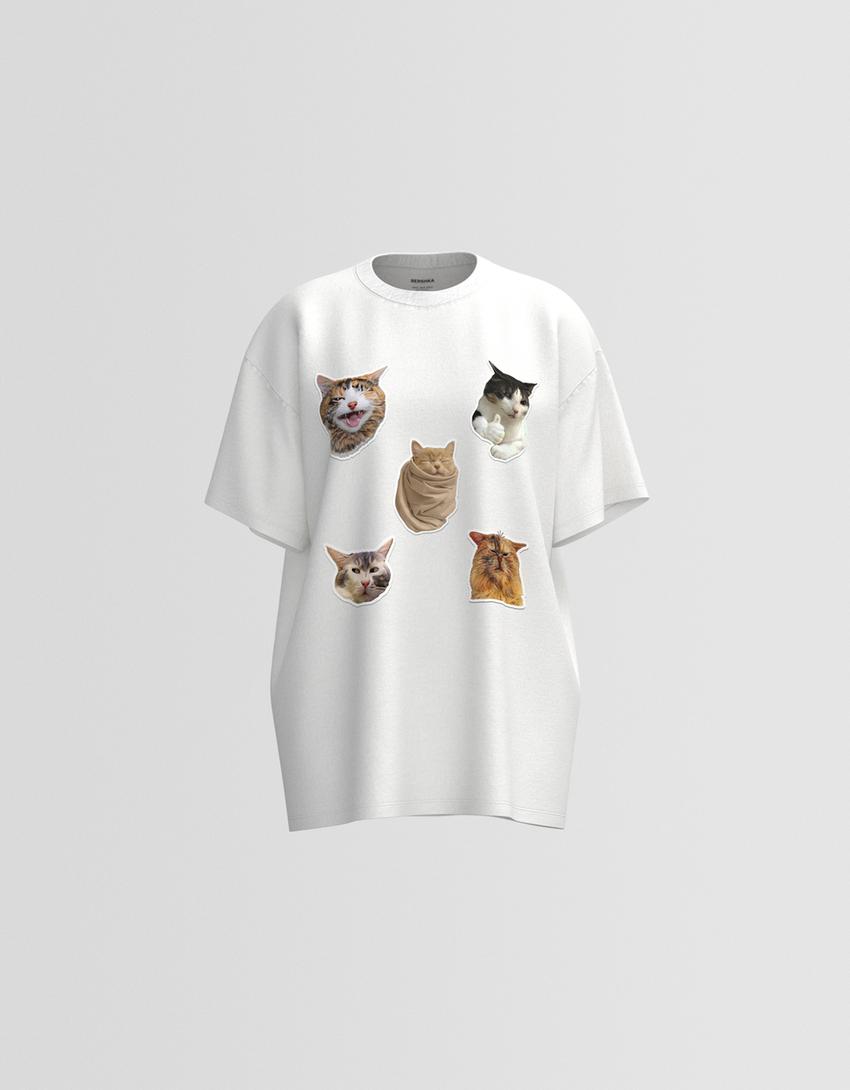 Camiseta manga corta oversize print-Blanco roto-5