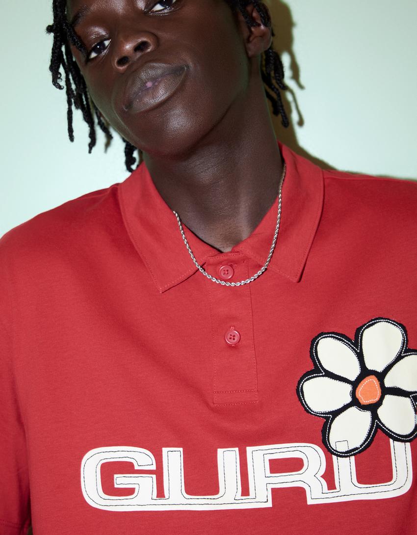 Guru short sleeve polo shirt Men Bershka - Main Image