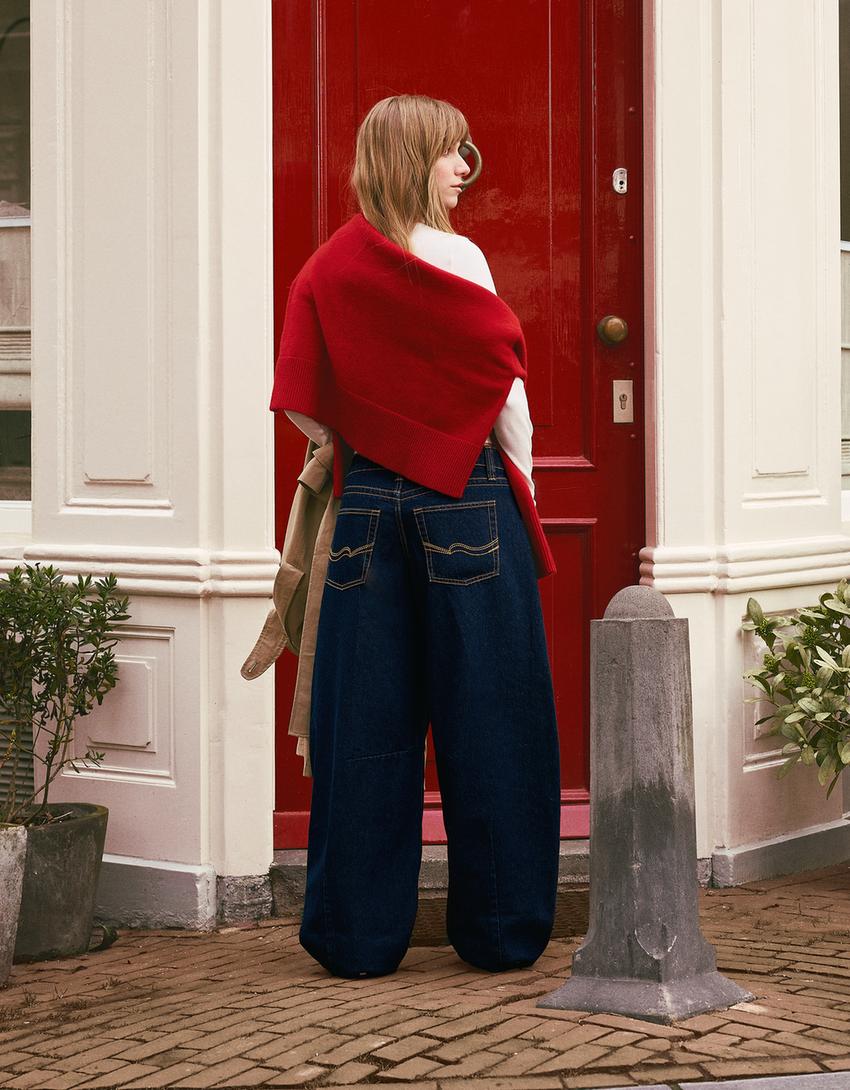 Slouchy düşük bel jean-Denizci mavisi