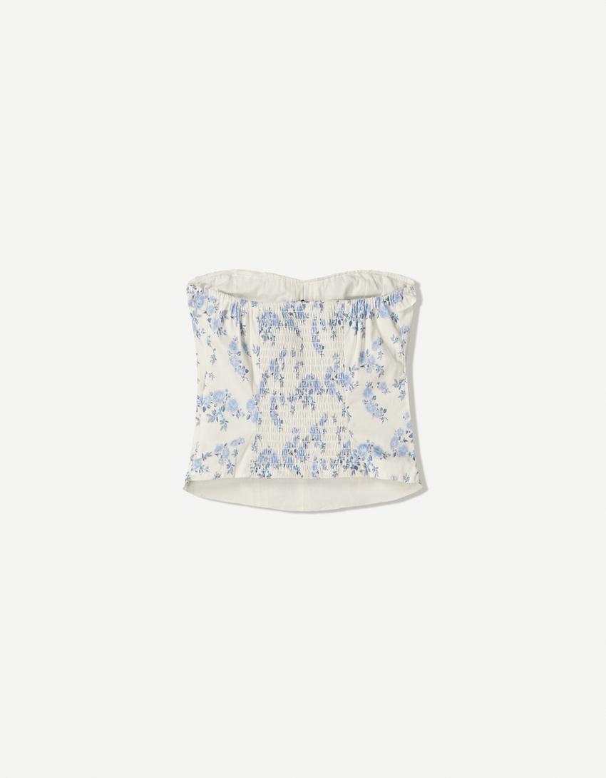 Top bandeau popeline-Bleu-4