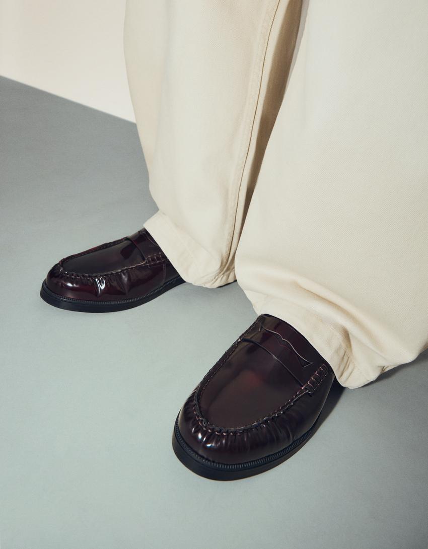 Gathered loafers-Maroon
