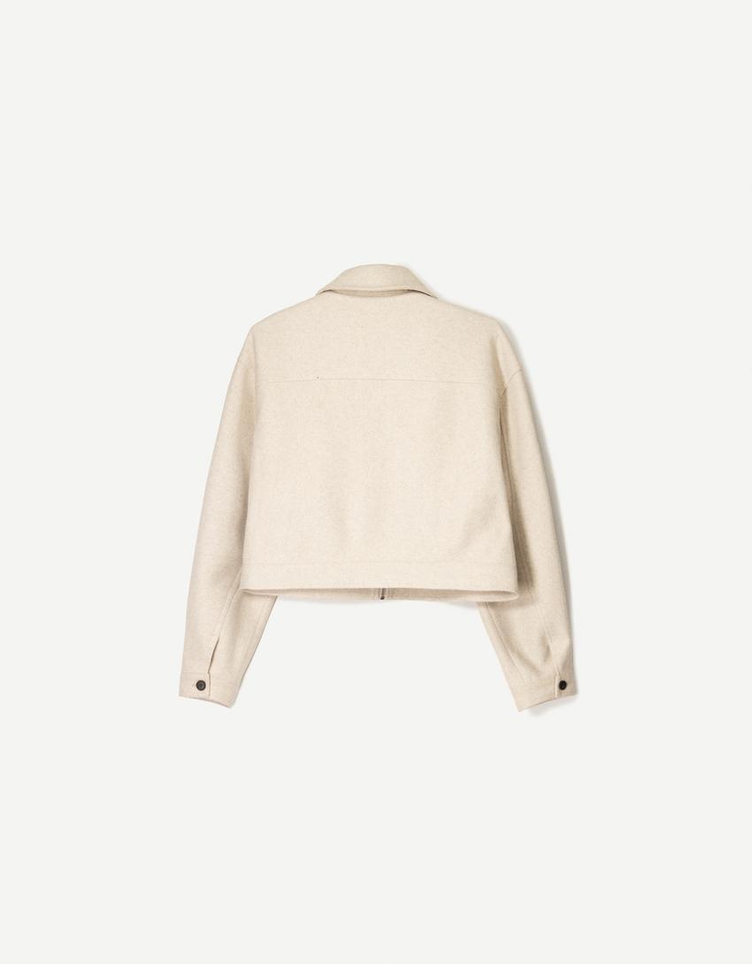 Casaco cropped suave-Cru