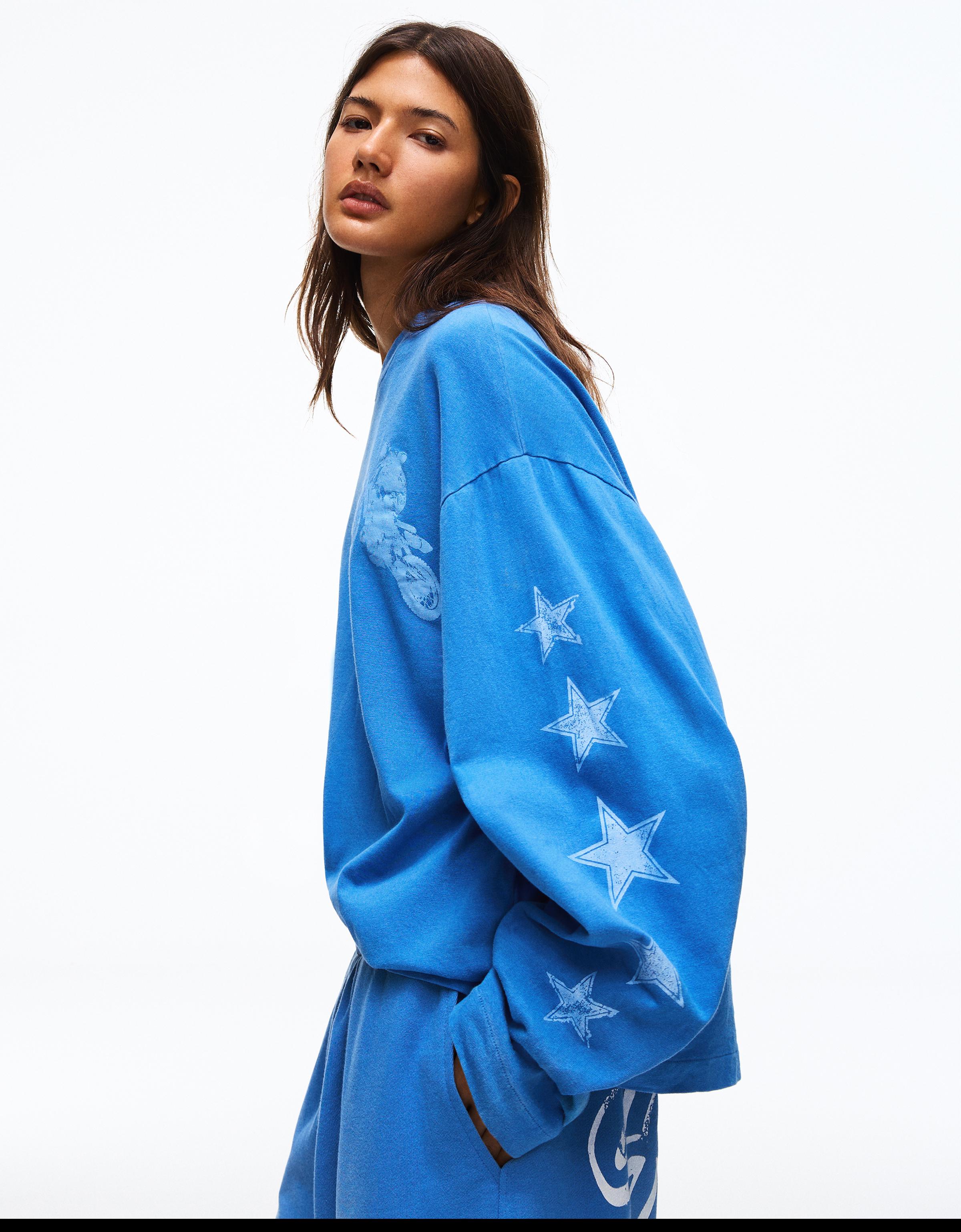 Long-sleeved print T-shirt — Blue