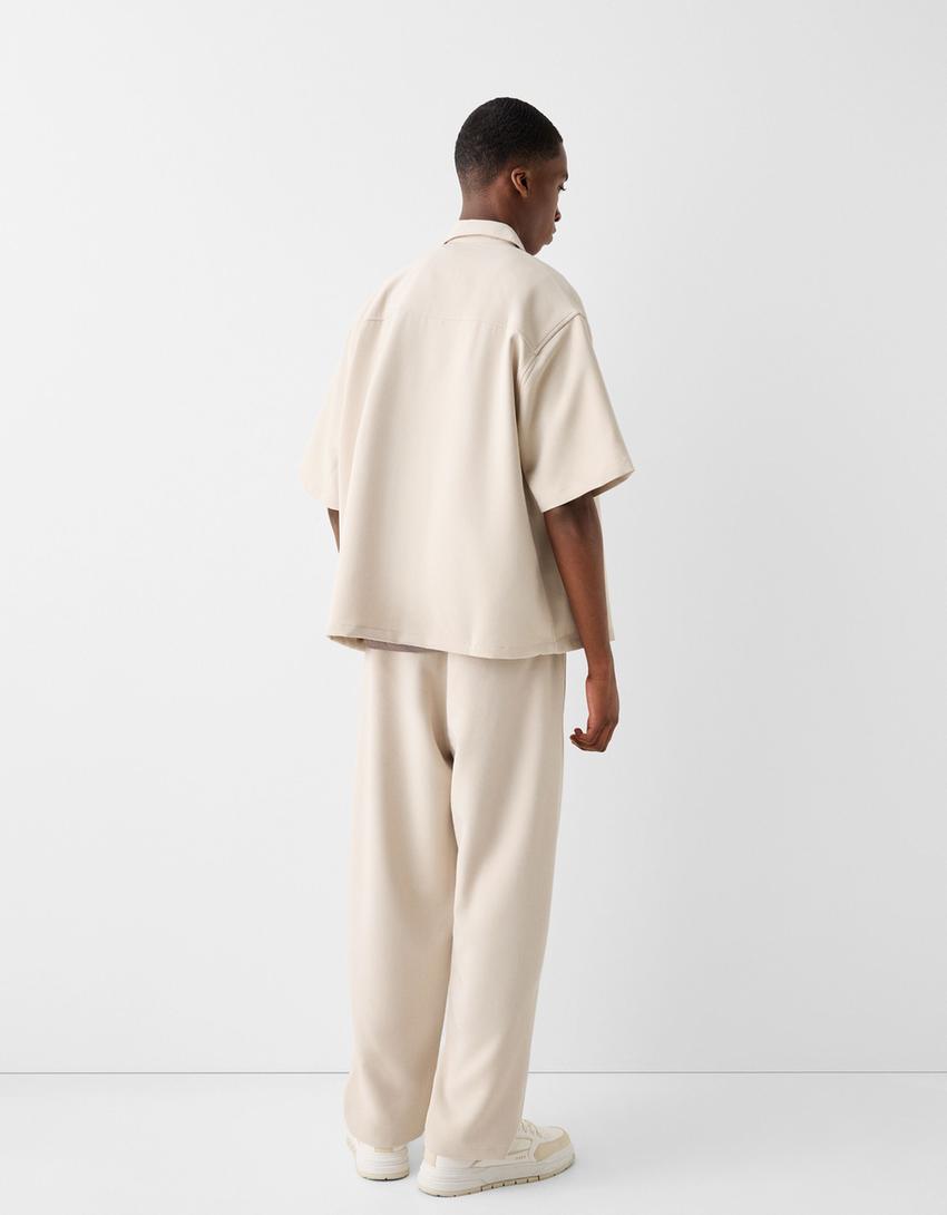 Tailored shirt and trousers set-Sand-2