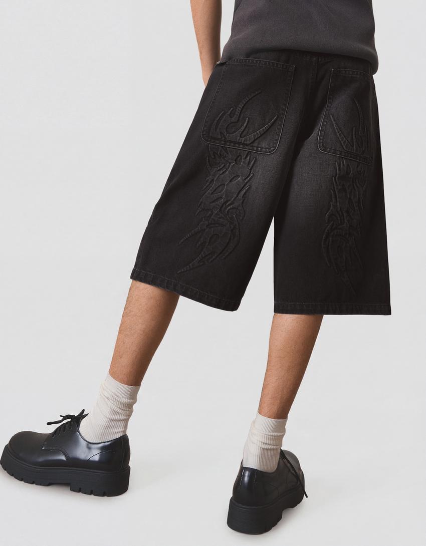 Bermuda denim baggy fit-Noir