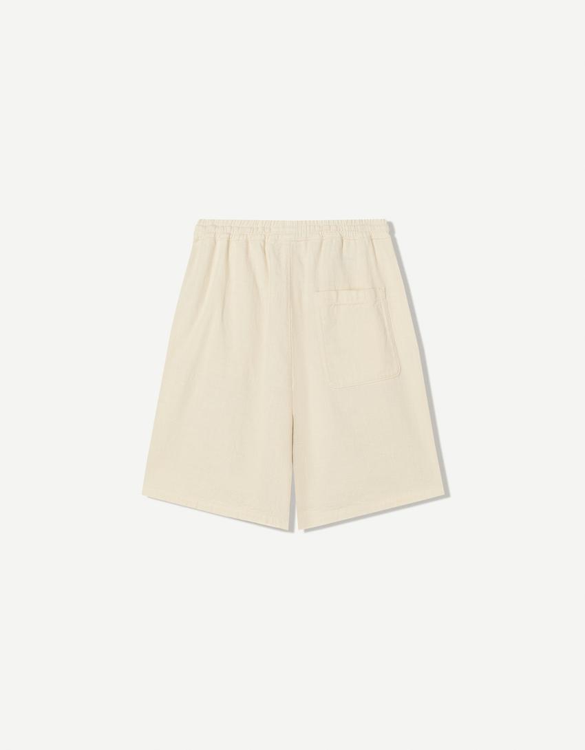 Rustic jogger skater shorts-Off white-4