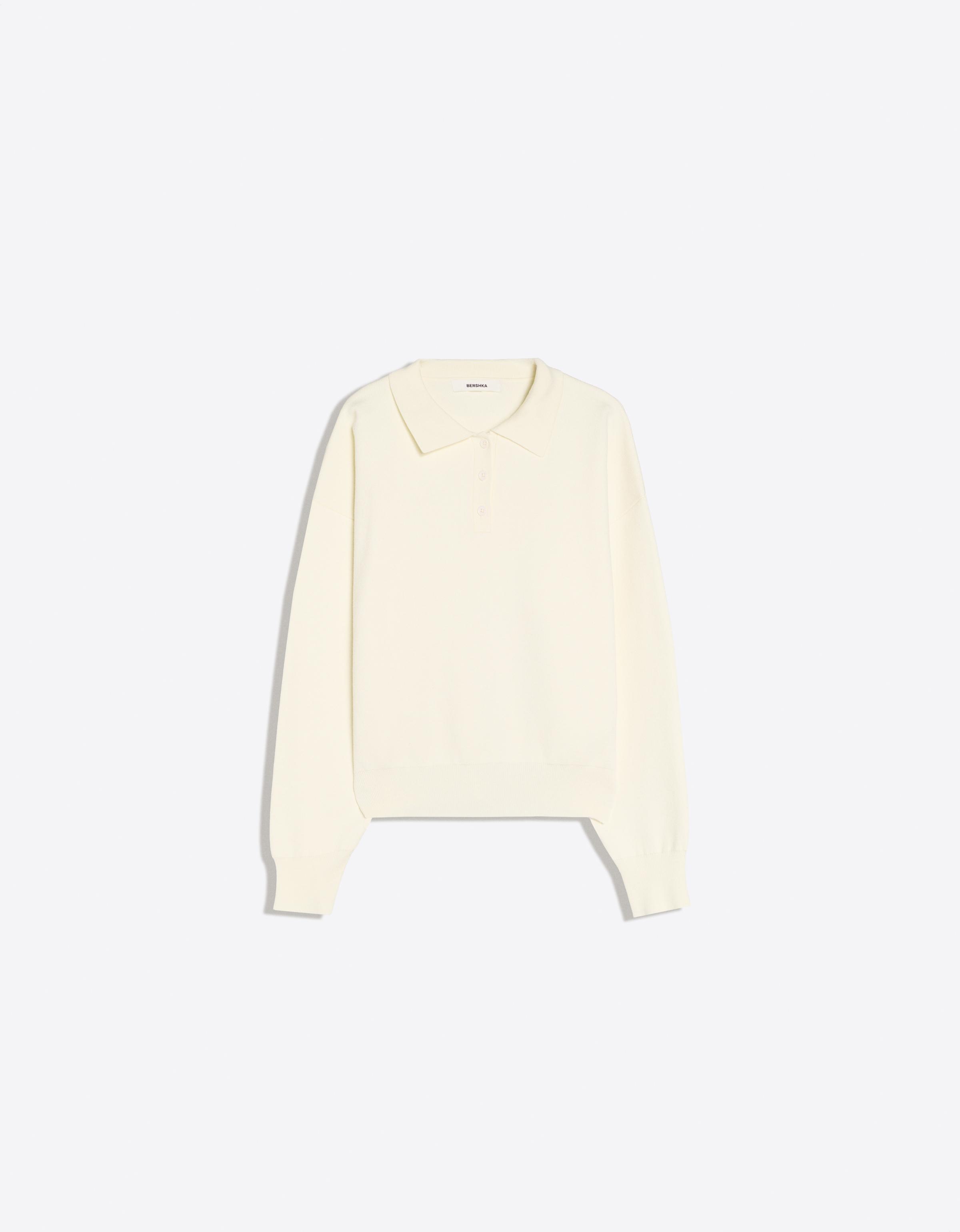 Oversize polo collar jumper — Cream