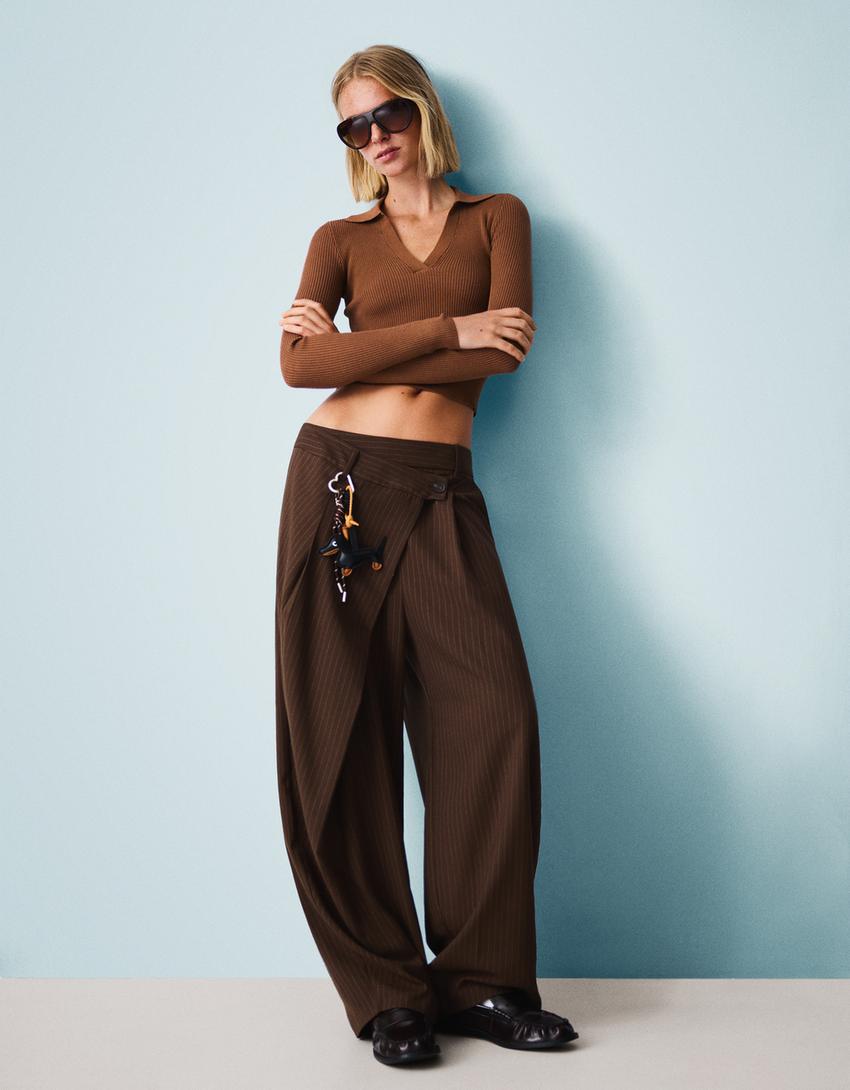 Pulover guler polo rib-Maro-2