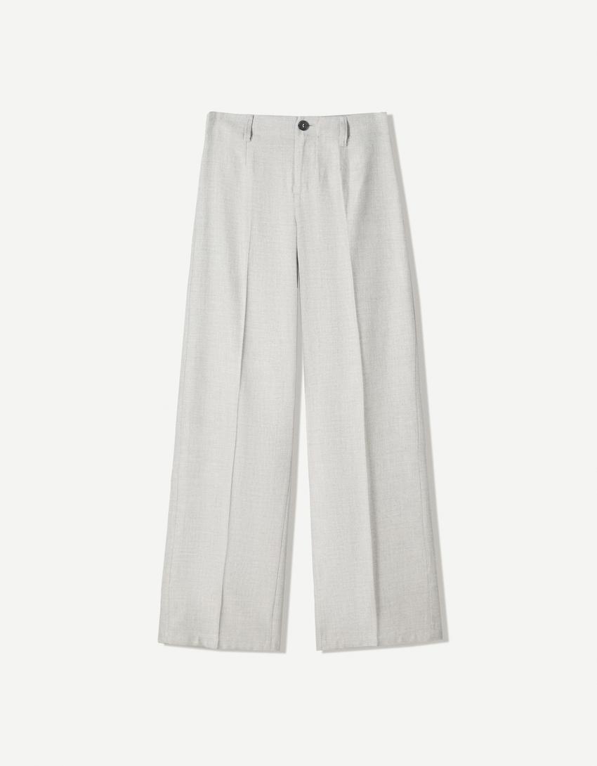 Pantalón wide leg-Gris