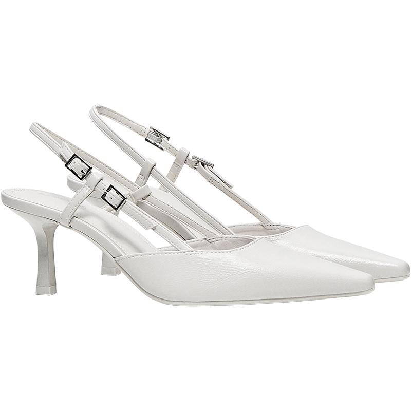 BUCKLED HIGH-HEEL SHOES — WHITE