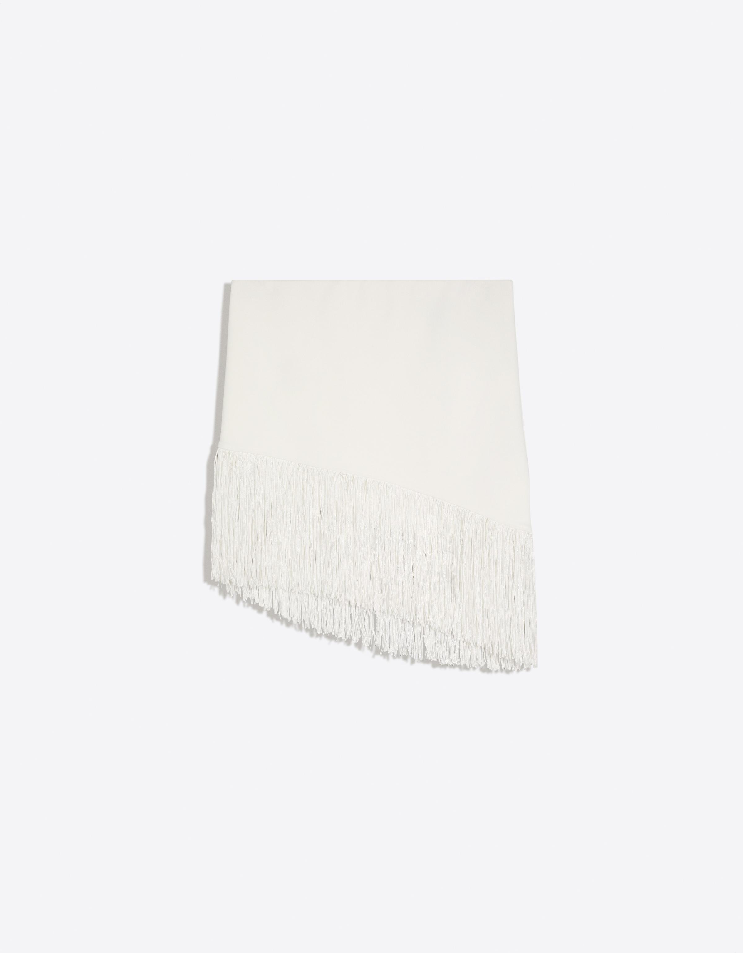 Fringed mini skirt — Off white