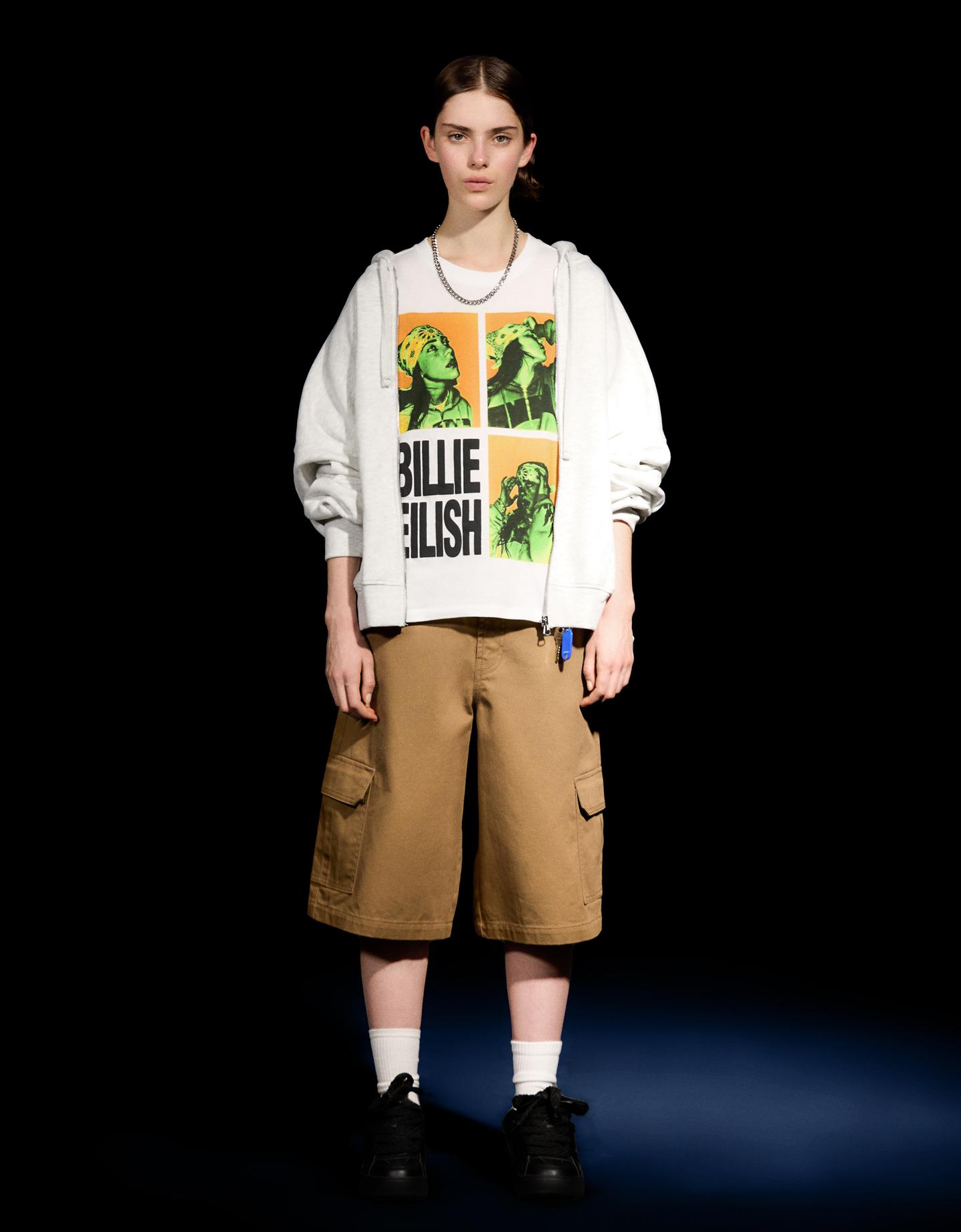 Bershka Camiseta Billie Eilish Manga Corta Print Mujer S Blanco Roto